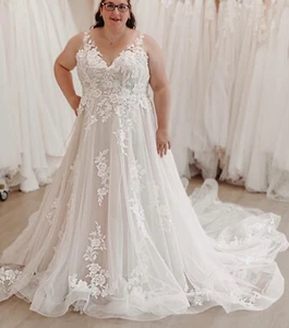 Glitter Pearls Beaded Wedding Gown Lace Bridal Dress Custom made 2-28w Plus size - Picture 1 of 8