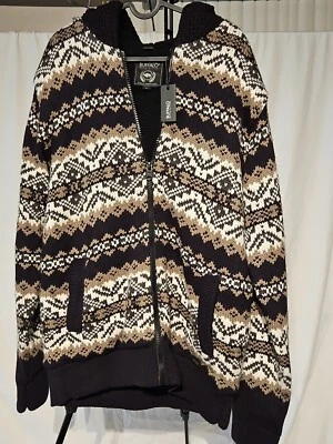 mens buffalo bitton lined hooded sweater jacket XL nwt ski pattern - Image 1 of 4