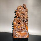 vintage buddha statue Dragon subduing arhat decor wood wooden figurine carved 