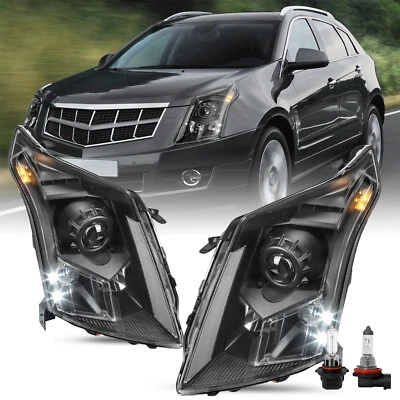Par de faros halógenos negros con bombillas para Cadillac SRX 2010-2016 4 puertas Foto 1 de 4