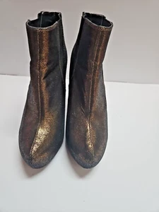 ROCK & REPUBLIC METALLIC BRONZE HIGH HEEL ANKLE BOOTS SIZE 8M - Picture 1 of 6