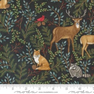 Fat Quarter Moda Woodland Winter Christmas Stag Fox Cardinal 100% Cotton Fabric - Picture 1 of 4