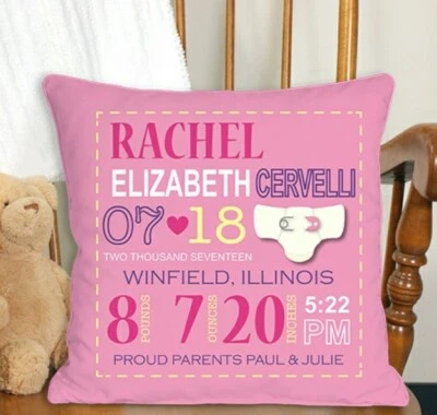 Lanzamiento anuncio de nacimiento **Personalizado** Almohada  Foto 1 de 2