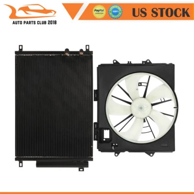 AC Condenser and Cooling Fan Assembly Fit for 2009-2010 2011-2013 Cadillac CTS Foto 1 de 4