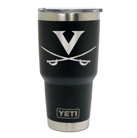 Virginia Cavaliers YETI Laser Engraved 20 oz or 30 oz Black Tumbler Cover