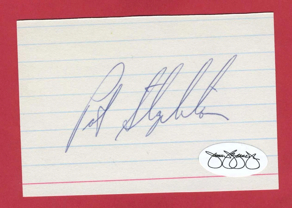 Pat Stapleton Cut Index Card Autograph   JSA   Auto - Image 1 of 1