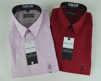 Geoffrey Beene GB Wrinkle Free Point Collar Dress Shirt Striped Pink Red NWT $59 - Image 1 of 2