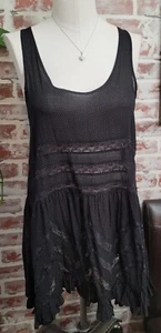 Free People Intimates Black Nightgown Polka Dots Lace Accents Size Small - Picture 1 of 4