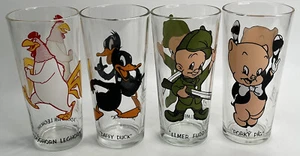 Looney Tunes Glasses 70's Pepsi Collectible Glasses Lot Of 4 Vintage - Picture 1 of 6