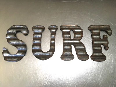 Rustic Corrugated Metal Letters, Wall Letters- Spelling “SURF”, Beach Decor - Image 1 of 4