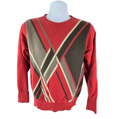Harrods By Ballantyne Cashmere Intarsia Crewneck Sweater 44 M L Scotland Vintage - Image 1 of 4