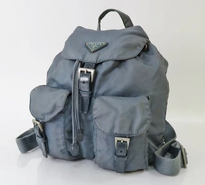 Authentic PRADA Blue Nylon and Leather Backpack Bag Purse #60859 - Picture 1 of 17