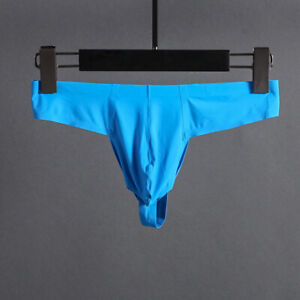 Men Ice Silk U Pouch Briefs Seamless G-string Thongs Panties T-back Underwear CA