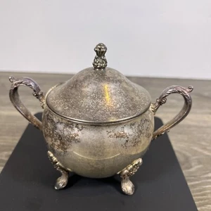 Vintage Leonard Silver Plated Tea Sugar Bowl Footed Marked - Picture 1 of 6
