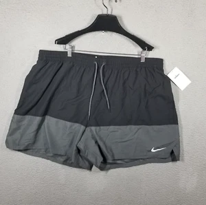 4XL-Men's 5" Swim Volley Shorts (Plus Size) NESSB489-001 Black Gray Trunks New - Picture 1 of 10