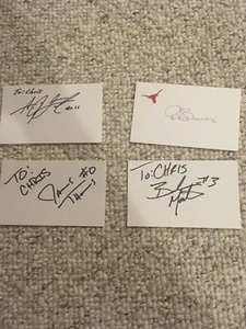 Rick Barnes TJ Ford James Thomas Brandon Mouton Texas signed Index Cards Auto - Picture 1 of 1
