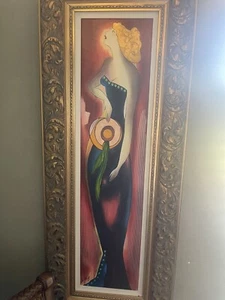 linda le kinff Oil Painting Woman Large Framed - Picture 1 of 6