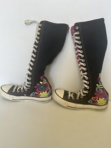 Converse All Star Chuck Taylor Knee High Womens Size 6 US Black White Floral