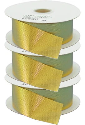 3 Rolls 1in Gold Ribbon Deco Mesh No-Wire Holidays Christmas Bows Gift Wrapping - Image 1 of 4