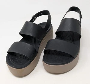 Crocs Brooklyn LiteRide Damen-Sandalen niedriger Keilabsatz schwarz/hellbraun 7 - Bild 1 von 13