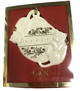 De colección Lenox Holiday Mischief Gatitos Gatos Marfil Dorado Rojo Adorno Con Cuentas Nuevo en Caja - Imagen 1 de 3