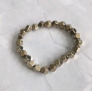 Handmade Raw PyriteStretchy  Bracelet - Multi-Faceted  Beads  BNWOT - Picture 1 of 2