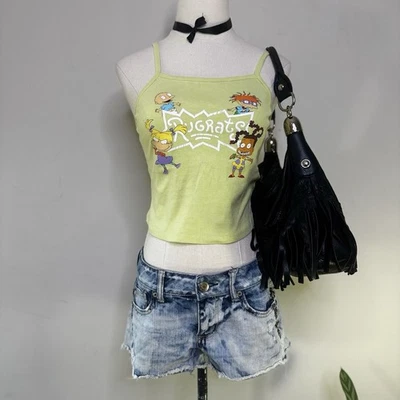 Camiseta corta sin mangas Rugrats Cami recortada de colección indie grunge patinador Kidcore años 90 Y2K M Foto 1 de 4