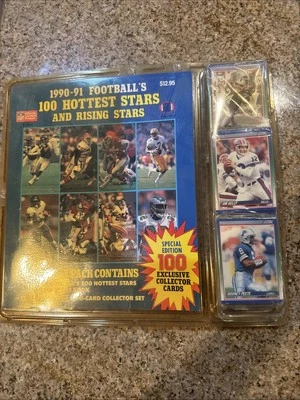1990-91 FOOTBALL’S 100 HOTTEST AND RISING STARS BOOK + 100 + CARDS Bo @ Rice Inc - Image 1 of 4