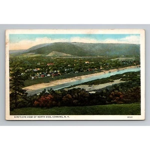 Vintage Bird's-Eye View Postcard Of North Side Corning NY posted 1936 divided ba - Picture 1 of 2