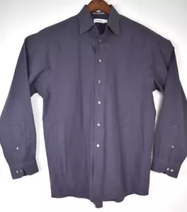 Calvin Klein Camicia Abito Uomo Grande Tinta Unita Non Ferro Grigio Scuro Manica Lunga Taglia L - Foto 1 di 8