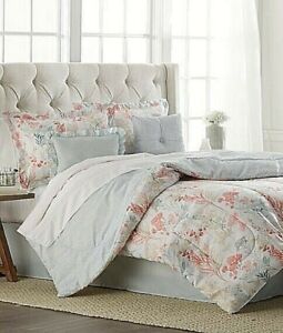 MODERN.SOUTHERN.HOME FLOWER MEADOW CORAL PINK GREEN 6 PC. QUEEN COMFORTER SET
