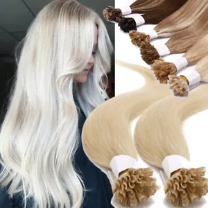 Nail U Tip Remy Human Hair Extensions Fusion Pre Bonded Keratin Full Head 150G - Picture 1 of 29