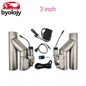 3'' Y Pipe Double Electric Exhaust Valve Single Flap Control Valve Remote Kit - Picture 1 of 14