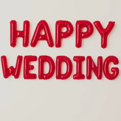 Large Happy Wedding Foil Letters Balloon Bunting Banner Wedding Party Decor UK - Image 1 of 2