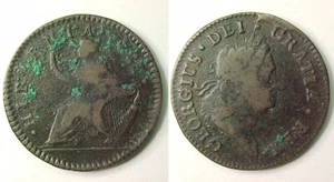 Medio centavo de madera 1723 Hibernia colonial muy bueno - detalles finos en muy buen estado - detalles F - Imagen 1 de 1