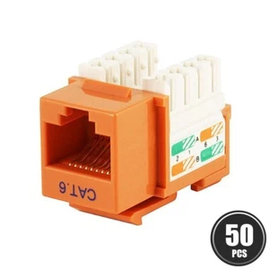50x Cat6 RJ45 Réseau LAN Ethernet Keystone Jack 100 Punch Down Snap-in Orange - Photo 1/5