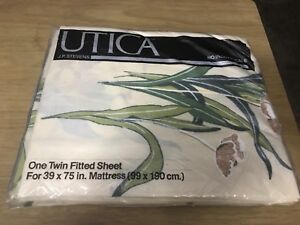 Vintage 1977 Brand New Utica J.P. Stevens Narcissus Celadon Twin Fitted Sheet