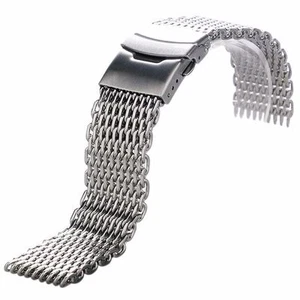 Silver Stainless Steel Buckle Straight End Mesh Watch Band Strap 24mm Fit Seiko - Picture 1 of 3