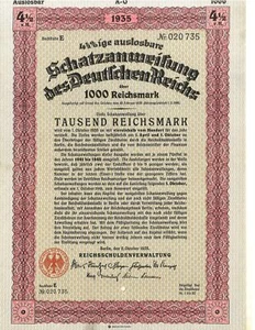 1935 Germany 1000 Reichsmark Bond Issue - Germbond 1935-1000Rm(U) 🇩🇪 - Picture 1 of 1