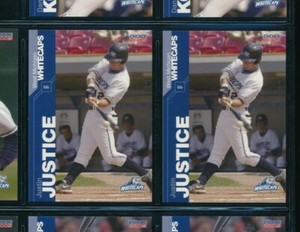 Lot (2) 2005 Choice #7 Justin Justice West Michigan Whitecaps (BY69) SWSW6