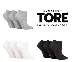 Trainer Socks Womens Plain Cotton Sports 100% RECYCLED SOCKSHOP TORE 3 Pair Pack - Picture 1 of 7