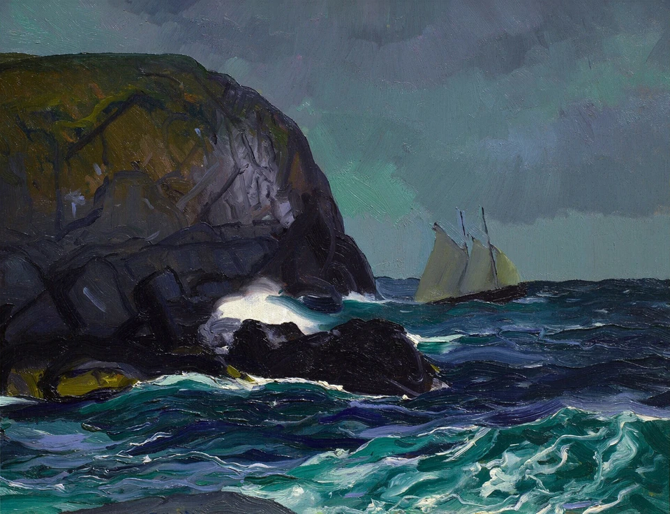 George Bellows - Beating Out to Sea (1913) velero - impresión artística de 17" x 22" Foto 1 de 1