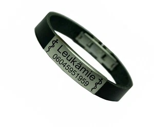 ID SOS NOTFALL LEDERARMBAND KREBS LEUKÄMIE DAMEN HERREN SCHWARZ ERSTE HILFE - Bild 1 von 9