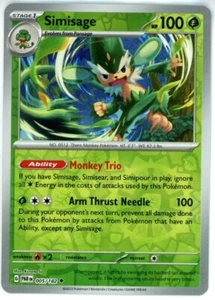 Pokemon TCG Simisage 005/182 Sv04: Paradox Rift Reverse Holo - Picture 1 of 1
