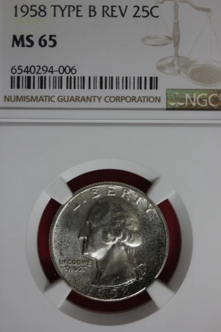1958 P Type B Reverse MS 65 Washington Quarter NGC Graded Certified Slab OCE 462 Cover