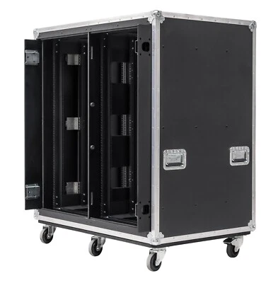 24U Double Slide & Slam Shockmount Multi Purpose Rack Flight Case with Wheels - Image 1 of 4