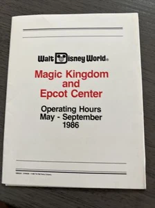 Walt Disney World Magic Kingdom and Epcot Center Operating Hour calendar 1986 - Picture 1 of 3