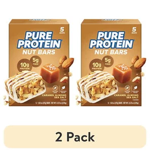 (2 pack) Pure Protein Nut Bars, Caramel Almond Sea Salt, 5 Pack - Picture 1 of 8
