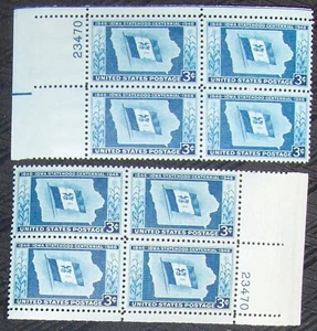 US 3¢ stamp SC #942 Iowa Statehood 2 plate blocks with matching number MNH 1946 - Picture 1 of 2