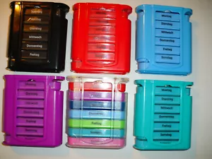 Tablettenbox f. 7 Tage Pillendose Pillenbox Medikamentenbox versch. Farben (A25) - Bild 1 von 14